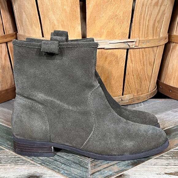 Sole Society Natasha Gray Suede Slouched Chelsea Pull-On Ankle Boots Womens 7 - Picture 1 of 15